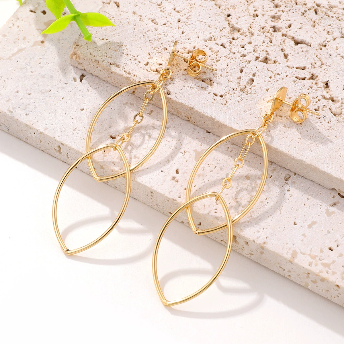 ID:21698 - Double hoop gilt intertwined personalized earrings for women